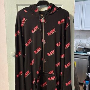 RAW Men's Black and Pink Logo Hoodie